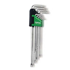 Набор Г-образных супер длинных с отверстием ключей Toptul Torx T10-T50, 9 шт