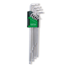 Набор Г-образных супер длинных ключей Toptul Torx T10-T50, 9 шт