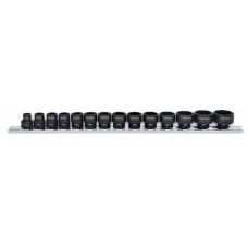 Haбоp коротких ударных торцевых головок Toptul 1/2" 10-24 мм, на держателе, 14 шт
