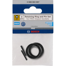 Комплект стопорних кілець й штифтів для фіксації торцевих ударних головок Bosch Pro Impact Socket 3/4", 4 шт