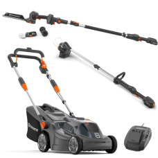 Акумуляторна газонокосарка Husqvarna Aspire LC34-P4A KIT + кущоріз-ножиці Aspire S20-P4A + тример Aspire T28-P4A