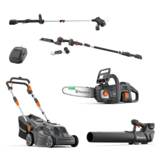 Акумуляторна газонокосарка Husqvarna Aspire LC34-P4A KIT + тример Aspire T28-P4A + ланцюгова пила Aspire C15X-P4A + повітродувка Aspire B8X-P4A + кущоріз-ножиці Aspire S20-P4A