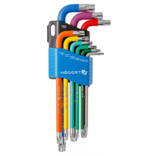 Набор ключей Torx Г-образных с отверстием Hoegert S2 9 шт