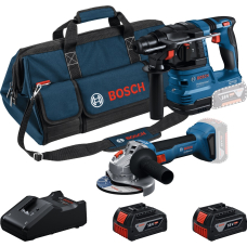 Набор аккумуляторных инструментов Bosch Professional: перфоратор GBH 18V-22, УШМ GWS 18V-8 с 2 акб GBA 18V 4.0 Ah и з/у GAL 18V-40 в сумке M-BAG