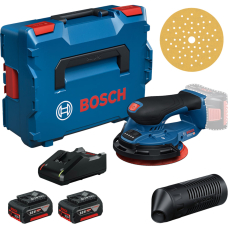 Аккумуляторная эксцентриковая шлифмашина Bosch GEX 18V-150-3 Professional, 2 акб GBA 18 V 4.0 Ah и з/у GAL 18 V-40, в L-BOXX 162