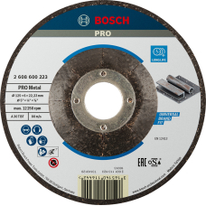 Зачисний круг Bosch PRO Metal A 30 T BF, 125х6х22.23 мм випуклий