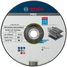Круг відрізний Bosch PRO Stainless Steel and Metal 230×1.9×22.23 мм випуклий
