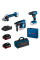 Набор аккумуляторных инструментов Bosch Professional дрель-шуруповерт GSR 185-LI, угловая шлифовальная машина GWS 180-Li, перфоратор GBH 180-Li, 2 аккумулятора 18V 4.0Ah, зарядное устройство, пластиковый кейс, сумка
