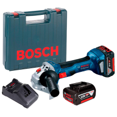 Акумуляторна безщіткова кутова шліфмашина Bosch GWS 180-LI Professional з 2 акб GBA 18V 4.0 Ah та з/п GAL 18V-40