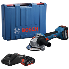 Акумуляторна кутова шліфмашина Bosch GWS 18V-8 Professional з 2 акб GBA 18V 4 Ah та з/п GAL 18V-40, в кейсі