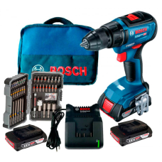 Безщітковий акумуляторний дриль-шурупокрут Bosch GSR 18V-50 Professional в сумці з 3 акб 2 Ah, з/п GAL 18V-20, набором 43 насадок для загвинчування