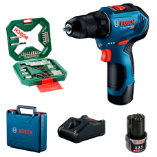 Безщітковий шурупокрут Bosch GSR 12V-30 Professional в чемодані з 2 акб GBA 12V 2 Ah,  з/п GAL 12V-40, набором 34 насадок