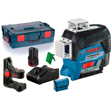 Лінійний лазерний нівелір Bosch GLL 3-80 CG Professional в L-Boxx 136, з тримачем BM 1, мішенню, чохлом, 1 акб 12V 2Ah та з/п GAL 12V-40