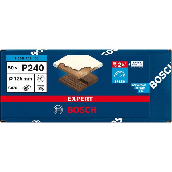 Шлифлист Bosch Expert C470 125 мм, P240, 50 шт
