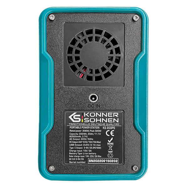 Зарядна станція Konner&Sohnen KS 200PS, 222 Вт/год, 200 Вт