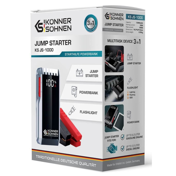 Пусковий пристрій-повербанк з ліхтариком Könner&Söhnen KS JS-1000