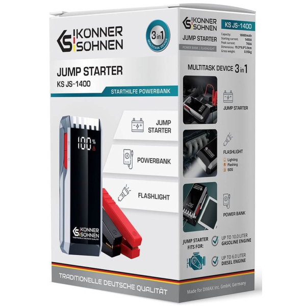 Пусковий пристрій-повербанк з ліхтариком Könner&Söhnen KS JS-1400