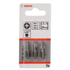 Набор бит Bosch Extra Hart PH1, PH2, PH3, 25 мм (3 шт)