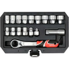 Набор торцевых головок Yato Spline 10-24 мм 1/2", 3/8" в кейсе, 17 шт