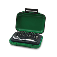 Набор бит SL, PH, PZ, HEX, TORX, PENTACLE, SQ с трещоткой-держателем 1/4" Toptul GABWЗ10З в кейсе 31 шт