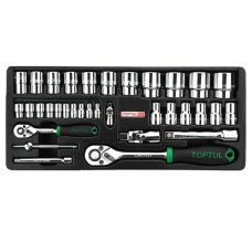 Набор головок 1/2", 1/4" Toptul GCATЗ401 на ложементе, 34 шт