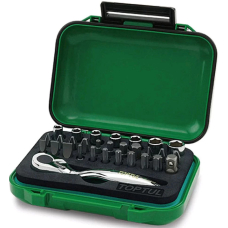 Набор бит, головок SL, PH, PZ, HEX, TORX с трещоткой и переходником 1/4" Toptul GABWЗ001 в кейсе, 30 шт