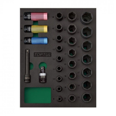 Набор ударных головок 1/2" Toptul GVB2906 на ложементе, 29 шт