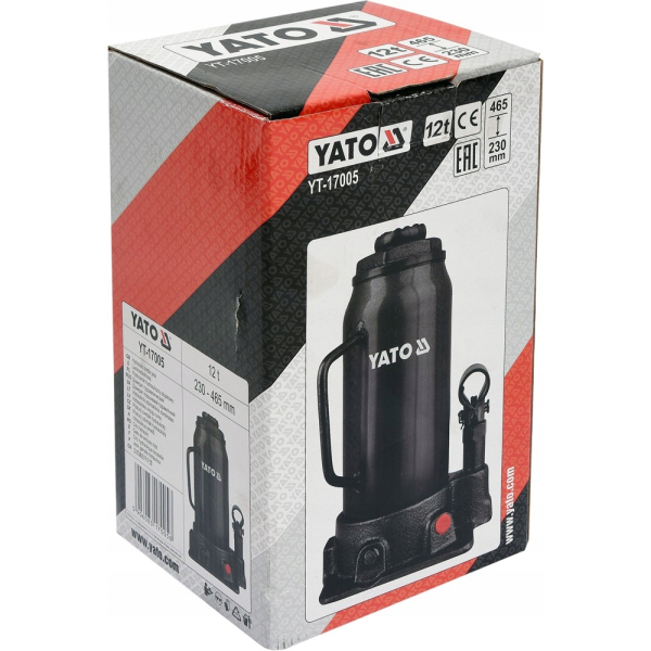 Домкрат гідравлічний пляшковий Yato 12 т, 230-465 мммм