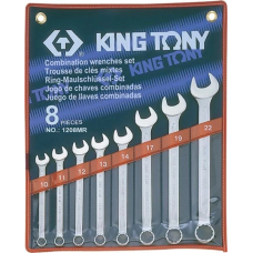 Набор ключей рожково-накидных King Tony 10-22 мм в чехле, 8 шт