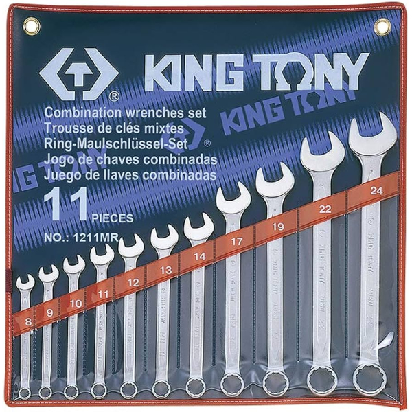Набор ключей рожково-накидных King Tony 8-24 мм в чехле, 11 шт