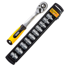 Набор насадок торцевых MasterTool CrV 1/2'' 8-19 мм, трещетка 72Т 11 шт