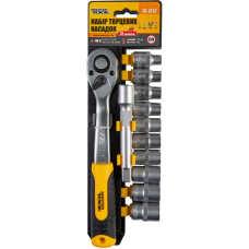 Набор насадок торцевых MasterTool CrV 1/2'' 8-19 мм, удлинитель 125 мм, трещетка 72Т 12 шт