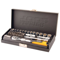 Набор насадок торцевых MasterTool Profi CrV 1/4'' 4-13 мм, телескопическая трещетка 72Т 45 шт в кейсе