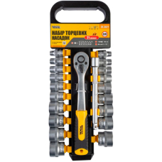 Набор насадок торцевых MasterTool CrV 3/8'' 6-24 мм, удлинитель 150 м, трещетка 72Т 21 шт
