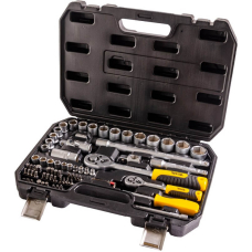 Набір насадок торцевих MasterTool CrV 1/4''-1/2" тріскачка 72Т 72 шт у кейсі