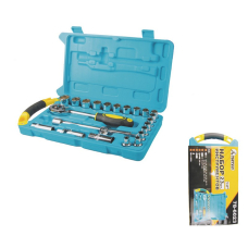 Набор насадок торцевых MasterTool Титул CrV 1/2'' трещотка 24 зуба, 23 шт в кейсе