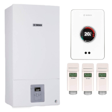 Конденсаційний газовий котел Bosch Condens 2500 W WBC 28-1 DC з термостатом EasyControl CT 200 та 3 термоголовками Smart Radiator Thermostat
